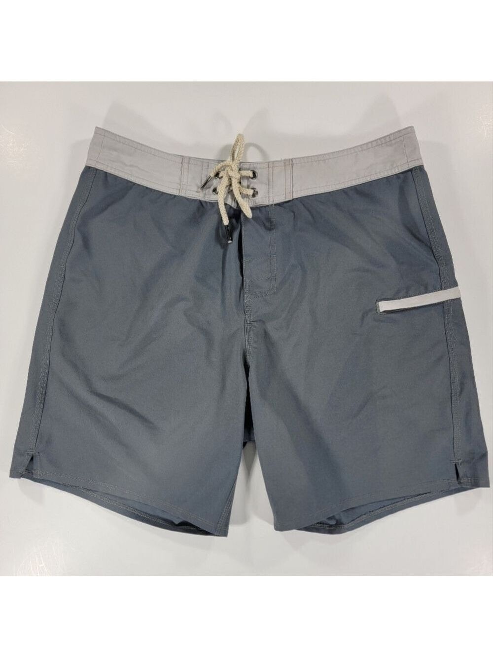 Fair Harbor Swim Trunks Mens 32 Pocket Performance Stretch Board Shorts Gray